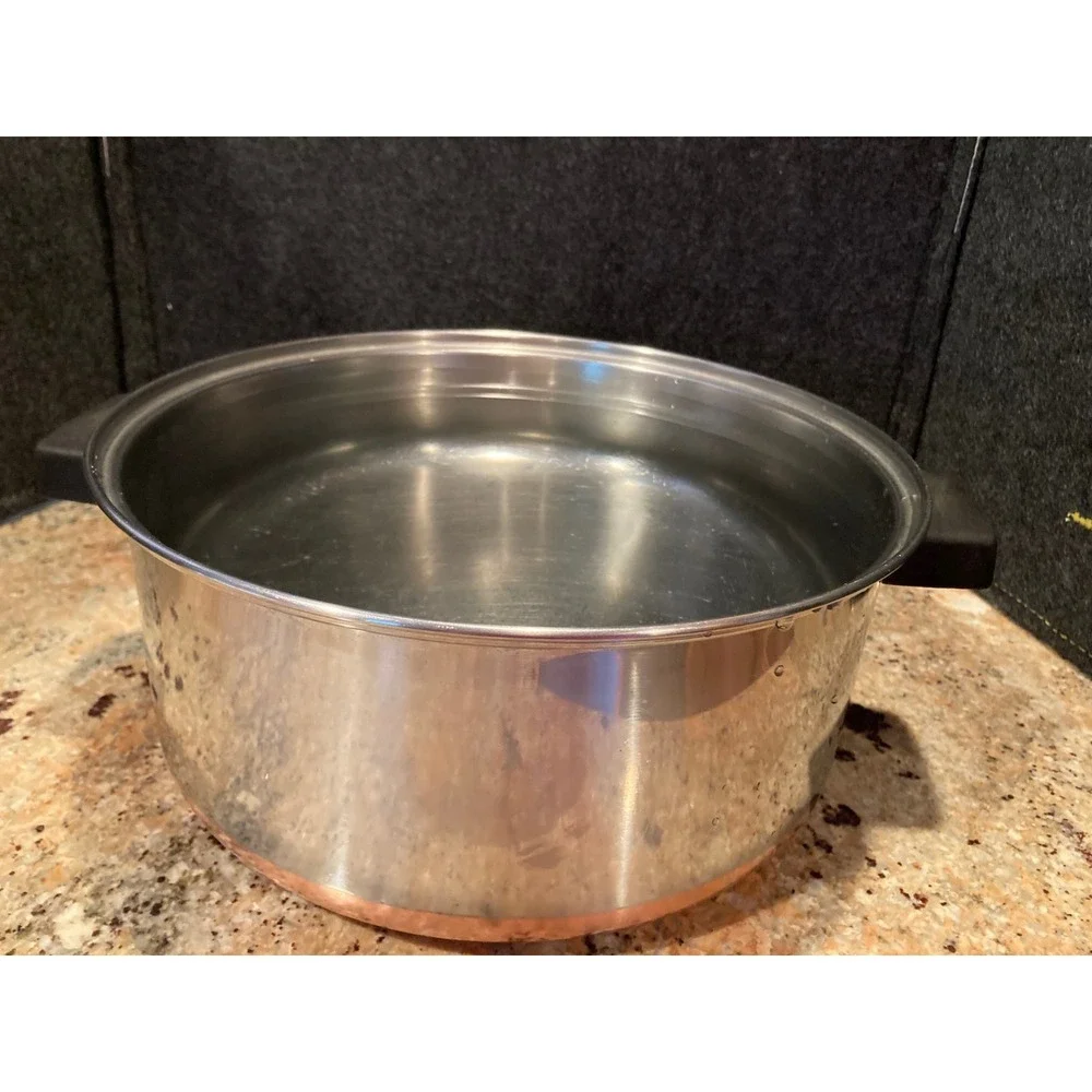 Vintage Ekcoware Stainless Steel Stockpot Thick Copper Bottom Made in USA 4.5 QT
